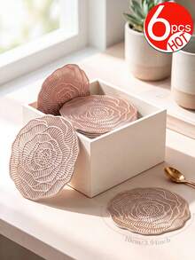 Tkvega • Home 12pcs Gold Embossed Coasters, PVC Material 3.94inch Round Coffee Cup Coasters, Washable, Easy To Clean, Wipeable, Non-Slip, Heat Resistant, Suitable For Room Decor, Home Table Decor, Home Decoration, Perfect For Holidays, Parties, Birthdays, Weddings And Dinner Parties - Multicolor - View 9