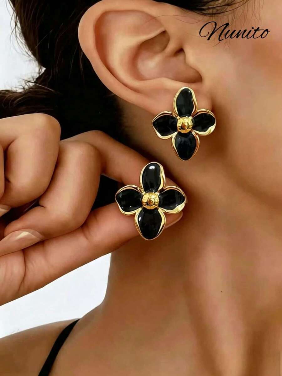 2 Pasang Anting Tusuk Bunga Tetes Minyak Gaya Pantai Liburan, Cocok untuk Pesta Kolam Renang, Pemakaian Sehari-hari, Hadiah untuk Wanita - MultiWarna - View 1
