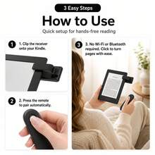 Kindle Page Turner, Compatible With Kindle Paperwhite/Oasis/Scribe, Clip-On Non-Bluetooth Kindle Remote, Tablet Camera Remote, Suitable For Kindle Paperwhite E-Reader - USB Rechargeable Wireless Controller, Supports Apple/Android Tablets - Comfortable Page Turner, Perfect For Reading And Photography Needs, Built-In 120mAh Battery - Multicolor - View 3