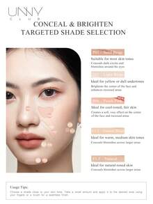 UNNY CLUB Liquid Concealer, Brightening High Coverage Concealer, Suitable For Acne Marks, Blemishes, Dark Circles, Suitable For Dry Skin, Makeup Cosmetics - P01 Salmon - View 3