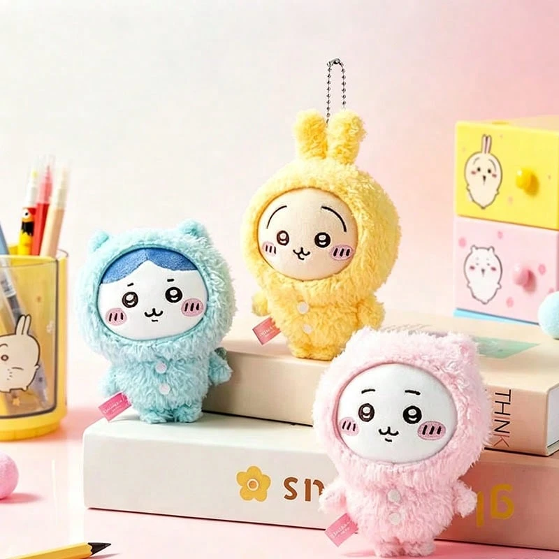 Miniso Pajama Plush Keychains 1 Pc Kawaii Fluffy Cartoon Doll Bag Pendants, Collectible Anime Gifts For Girls - Multicolor - View 1