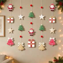 Christmas Party Decoration Wall Hanging, Holiday Celebration Pom Pom Garland, Elderly Christmas Tree Snowman Pendant - Christmas - View 4