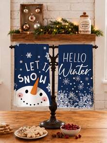 MEMNUN 2 Pcs Deep Blue Snowflake Winter Cartoon Snowman Printed Pattern Kitchen Towels Dish Cloths, Ultra-Fine Microfiber Polyester Material, Let It Snow Hello Winter Winter English Slogan Holiday Decorative Hand Towels Christmas Home Fabric Hanging Towels, Home Decor, Kitchen Decor, Christmas Decor, Suitable For Restaurant Kitchen, Holiday Decoration And Gift Giving, 40*60cm/45*70cm - Multicolor - View 6
