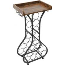 Freistehendes Weinregal für 14 Flaschen, 90 cm Dekorativer Flaschenhalter‑Ständer, Boden‑Weinregal für Küche, Bar, Esszimmer - Schwarz - Übersicht 7