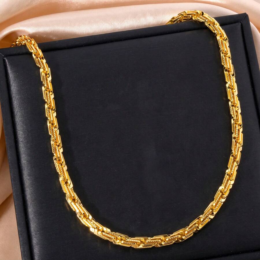 14k Gold Plated Copper Chain Necklace, Women's Luxury Italian Style - Gold - View 1