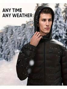 Men's Heated Jacket, 3-Speed Temperature Adjustable Heated Jacket, Four Control Switches, 36 Heating Areas,(Product Does Not Include Power Bank) - Black - View 4