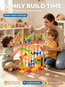 74pcs Kids Maze Building Blocks Set With Rolling Ball Track Racing System, Maze Challenge Game, Diverse Complex Track Construction Components, Free Assembly And Versatile Shapes, Indoor Parent-Child Interactive STEM Educational Toy, Fun Building Challenge Game, Suitable For Boys And Girls Aged 3+, Ideal Birthday Party Holiday Gift, Random Color And Style Accessories - Multicolor - View 4