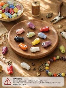 10/50/100pcs Fish Shaped Ceramic Pendant Beads, DIY Jewelry Making Spacer Beads, Suitable For Bracelets, Earrings, Necklaces And Phone Charm Accessories - Multicolor - View 1