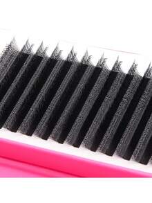 XIUSUZAKI 12 hàng nối mi 3D hình chữ W 0.07mm mềm tự nhiên, cụm mi nối sẵn độ cong C/D, mi nối đơn dày tạo hiệu ứng mắt mèo, phù hợp với hầu hết dáng mắt, có thể tái sử dụng, dụng cụ trang điểm du lịch thiết yếu - Xem 5