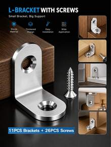 L-Shaped Angle Bracket, Metal Thickened Reinforced With Screws Set, Suitable For Wooden Furniture Chairs Drawers Cabinets, Missing Hardware Replacement Parts, Small Support Corner Brackets Fasteners - Multiple Styles - View 2