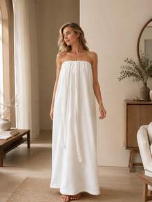 1PC Long Strapless Terry Towel Bath Wrap Dress With Custom Embroidery,Customizable Text Detail And Adjustable Tie Closure,4 Size Choices For Indoor Home Space, Home Essential For Bathroom And Bedroom,Nice Holiday Gift Option For Household Family - Multicolor - View 12
