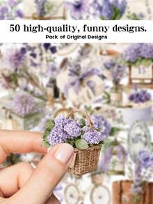 YWWBLD 50pcs Purple Flowers Journal Stickers For Adults Teens Sticker Enthusiasts Scrapbooking Journaling Laptops Skateboards Water Cups & More, Add A Fun Touch To Your Devices! - Multicolor - View 6