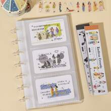 30 Sheets/Bag Sticker Book Human Sea Series Character Daily PET Small Stickers, Scrapbook Supplies Notebook Accessories, Used For Decorating Cards, Photo Frames, Computers, Phone Cases, Water Cups, Magazines, Stationery Boxes, Luggage, Desktop Decoration - Multicolor - View 7