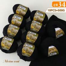 10-Pack, 500g, Premium Imitation Knitted Yarn, Soft, Breathable, Non-Fading, Vibrant Hand-Knitting Yarn For Sweaters, Vests, Coats, Scarves, Hats, Shawls And More - Wool 10 Balls [500g] - View 38
