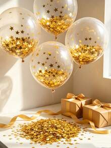 1pack Golden/Silver Star Glitter Confetti For Birthday Party Table Decorations, Christmas/Thanksgiving Table Settings, Wedding Engagement Photo Props, DIY Craft Fillers For Holiday Crafts, And Glitter For Holiday Gift Boxes - Five-pointed Star - View 1