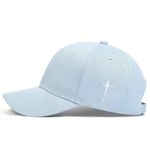 1件中性側邊幾何刺繡棒球帽，可調節休閒戶外帽，春/秋季 - 淺藍色 - 查看 4