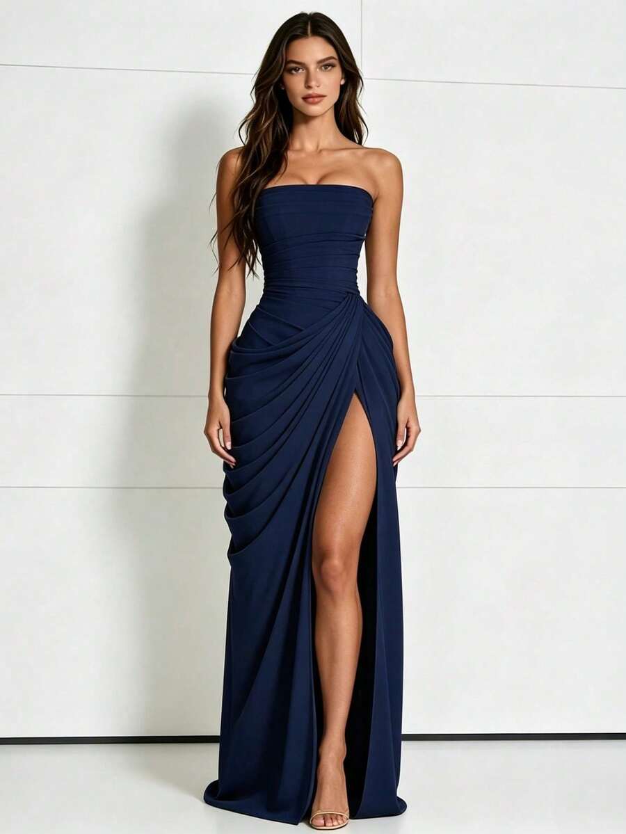 Women Cocktail Dresses - Royal Blue - View 1