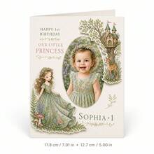 Custom Photo First Birthday Greeting Card, Personalized Picture Card With Princess Castle, Purple Floral And Swan Theme, Baby Girl 1st Birthday Celebration Card, Keepsake Gift For Daughter, Granddaughter, Niece, Family And Friends - Multi-color - View 10