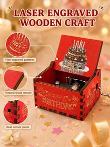 Hand-Crank Music Box - "Happy Birthday"; Perfect Gift For Birthday, Christmas, Anniversary And Valentine's Day; Also Suitable As Home Decor Ornament. - Multicolor - View 5