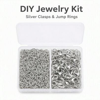 150 Pcs/Box DIY Jewelry Clasps And Connectors Set 50 Alloy Lobster Clasps And 100 Jump Rings, For Beading Craft Interface Making Accessories