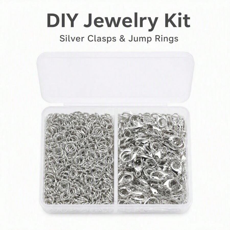 150 Pcs/Box DIY Jewelry Clasps And Connectors Set 50 Alloy Lobster Clasps And 100 Jump Rings, For Beading Craft Interface Making Accessories - DIY - View 1