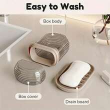 1pc/2pcs Bathroom Storage Box, Travel Soap Box, Cosmetic Storage Box, Leak-Proof Soap Box With Lid, Sealed Portable Soap Box With Lid And Drainage, Suitable For Bathroom, Shower, Gym, School, Camping, Vacation, Outdoor Use - Multicolor - View 8