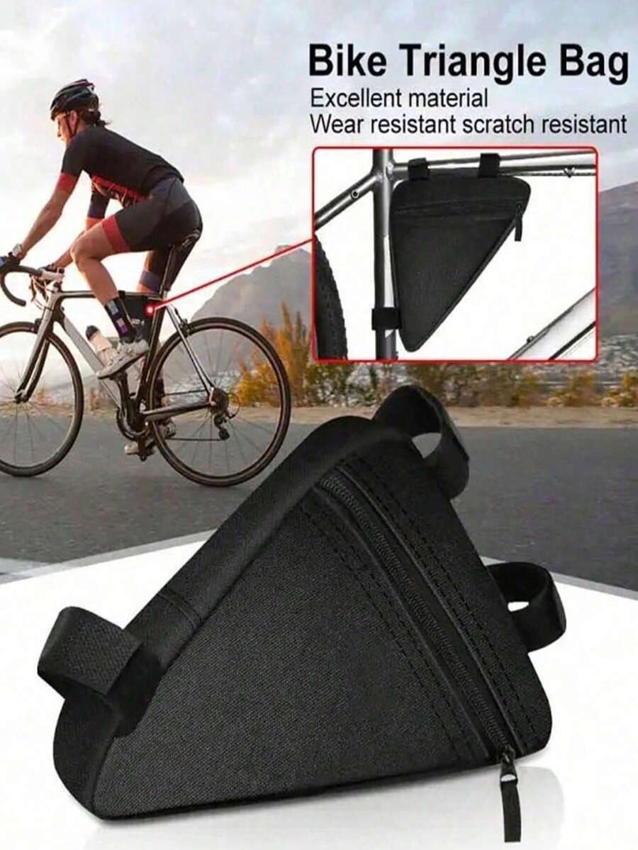 1/2Pcs Waterproof Bicycle Triangle Bag, Bike Frame Storage Bag For Phone, Wallet, Keys, Cycling Accessories, Mountain Road Bike - Multicolor - View 1