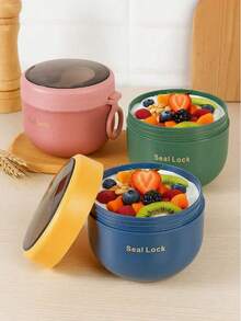 1 600ml Soup Cup, Breakfast Bowl, Portable Milk Soup Pot, Student Work Fresh-Keeping Bowl, Small Lunch Box, Suitable For Students And Office Workers - Multicolor - View 2