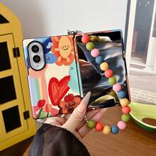 keshengtai PU Leather Oil Painting Pattern Phone Case With Rainbow Bracelet, Hard PC Back Plate Protective Phone Cover, Compatible With Samsung Galaxy Z Fold 8 - A - View 5