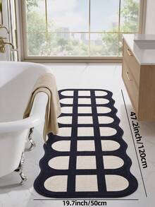 DAJIANG 1pc Vintage Black & Cream Geometric Bathroom Rug, TPR Non-Slip Backing, Suitable For Kitchen, Outdoor, Indoor, Hallway, Bedroom, Living Room, Bedside, Machine Washable & Easy To Clean, Autumn Bathroom Decor Rug - Multicolor - View 17