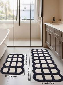 DAJIANG 1pc Vintage Black & Cream Geometric Bathroom Rug, TPR Non-Slip Backing, Suitable For Kitchen, Outdoor, Indoor, Hallway, Bedroom, Living Room, Bedside, Machine Washable & Easy To Clean, Autumn Bathroom Decor Rug - Multicolor - View 14