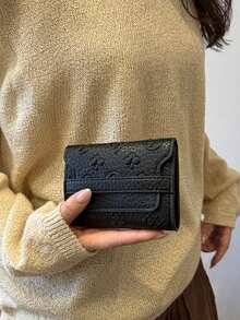 1pc Women's Short Litchi Textured Print Wallet, Tri-Fold ID Card Holder, Anti-Theft Credit Card Wallet, Lightweight Handbag - Multicolor - View 7