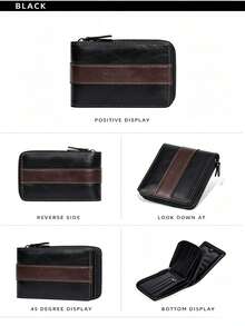 New PU Wallet For Men Baellerry Short Vintage Multi-Slot Coin Purse With Zipper Wallet - Multicolor - View 9