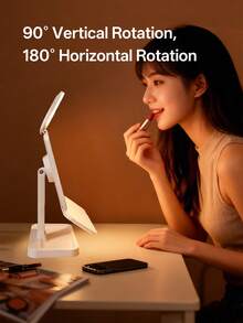 1pc LED Illuminated Makeup Mirror, 2x/3x Magnifying Tri-Fold Vanity Mirror, Rechargeable Touch Control Cosmetic Mirror With Base, Portable Bedroom Travel Makeup Mirror, Light, Makeup Highlight, Mirror, Mirror Light, Vanity Light, Facial Lighting, Mirror Lighting, Suitable For Daily Makeup On Vanity, 800mAh - 3-in-1 Makeup Mirror Light - View 4