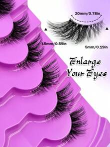 Asiteo 7 Pairs Half-Length Cat Eye False Eyelashes, Fluffy Soft Faux Mink Hair, Natural Makeup Look, Bold Dramatic, Delicate Lightweight, Suitable For Daily, Work, Travel - Black - View 5