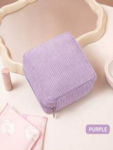 1pc Corduroy Sanitary Napkin Storage Bag, Multi-Functional Portable Storage Pouch, Makeup Bag & Lip Balm Organizer, Large Capacity For Sanitary Pads, Cash And Cosmetics, Women's Essential, Travel Convenient - Multicolor - View 14