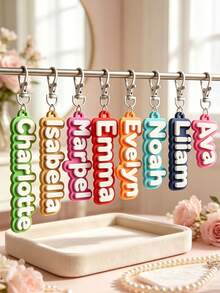 Customized Personalized Name Letter Keychain, Anti-Lost Name Tag, Suitable For Backpacks, Luggage, Water Bottles Customized Key Ring Accessories, Women's Birthday Gift - Multicolor - View 3