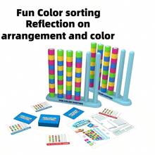 6+ Years Old Color Matching Stacking Challenge Game, 50 Cards Fast Thinking Educational Puzzle, Suitable For Family Game Night And Birthday Gift Brain Training Toy - Multicolor - View 8