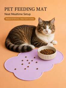 1pc Pet Cat & Dog Feeding Mat, Non-Slip Absorbent Easy To Clean Drying Mat, Suitable For Cat & Dog Feeding To Prevent Food Spillage And Splashing, Easy To Wash - Multicolor - View 3