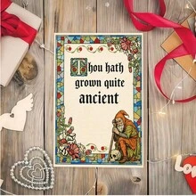 1/3 Sets Vintage Humorous Birthday Greeting Card, "Thou Hath Grown Quite Ancient," Featuring A Stained Glass Border And Old Dwarf Skeleton Elements, Suitable For Elders/Old Friends, With Sturdy Paper And Vibrant Printing - A - View 9