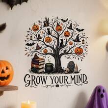 1pc Halloween Horror Book Tree "Expand Thinking" Inspirational Wall Sticker, Removable Self-Adhesive Waterproof PVC Decal, Suitable For Classroom, Library, Study Room, Autumn Home Decor - Wall Stickers - View 3