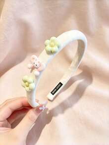 1pc Cute Rabbit Flower & Strawberry Decor Fabric Headband, Sweet Women Hair Hoop - Multicolor - View 3