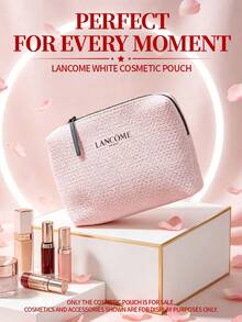 Limited Edition Lancôme Soft Knit Woven Small Toiletry Bag, Flat Trapezoid Wide Opening Portable Makeup & Skincare Storage Organizer Bag LANCOME-GIFT-18 - Baby Pink - View 7
