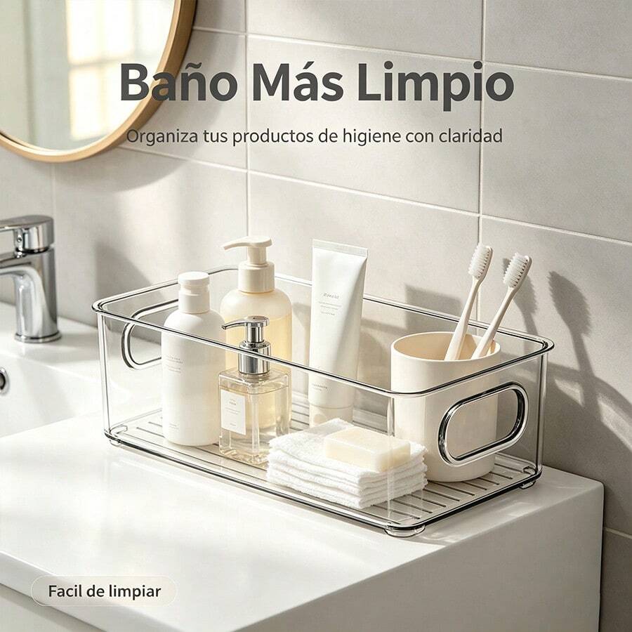 Cajas organizadoras combinadas: cajones de escritorio y bandeja transparente para nevera, almacenamiento multifunción para maquillaje, papelería y alimentos, prácticas asas y compartimentos separados para casa y oficina - A - Ver 1