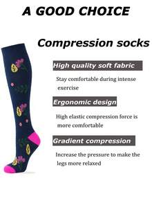 6 Pairs Women's Long Calf Socks Floral Knee High Socks Breathable Moisture-Wicking Sports Versatile All Seasons Comfortable Arch Support - Multicolor - View 4