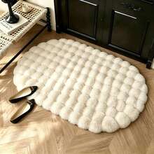 1pc French Luxury Cream White 3D Bubble Plush Floor Mat, Square Fluffy Soft Bedside Rug, Bathroom Decor Carpet, Bathroom Mat, Bathroom Rug, Door Mat, Small Rug, Carpet, Floor Mat, Home Decor, Area Rug, Home Decor, Area Carpet, Bedroom Rug, Washable Carpet - Multicolor - View 2