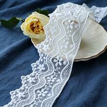 1/5碼白色花卉刺繡蕾絲飾邊，6.5cm波浪網格圖案扇形蕾絲緞帶，縫製裝飾蕾絲，適用於洋裝、裙子、服飾、婚禮DIY手工與家居裝飾 - 多色B - 查看 14