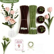 201pcs Fluffy Stem Handmade Set, Includes 200 Flexible Iron Wire Stems And 1 Greeting Card, Suitable For DIY Handmade Flowers, Doll Making, Holiday Decoration, Art Projects, Home Crafts, Party Decoration, Craft Supplies For Hobbyists - 201 Pcs - View 20