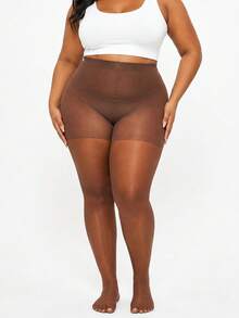 4Pairs High Waist Coffee Brown Sheer Control Top Tights, Smooth Stretch Slim Fit Pantyhose For Women, Office, Date & Daily Wear - Brown - View 4