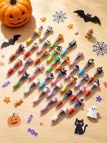 Fun Halloween 4-Color Pen, Switchable Multiple Colors In One Pen, Full Of Festive Atmosphere, Perfect For Daily Notes And Holiday Gifts - Multicolor - View 5